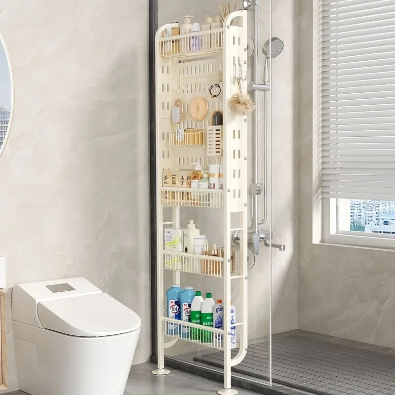 Bathroom wall rack, bathroom household non-punching kitchen indoor door multi-functional storage rack suction cup type
