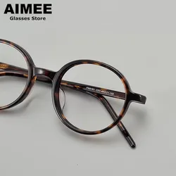 Vintage Round Acetate Glasses Frame Men Women Ultralight Brand Design Eyeglasses Japanese Handmade Classic Eyewear Optical Gafas