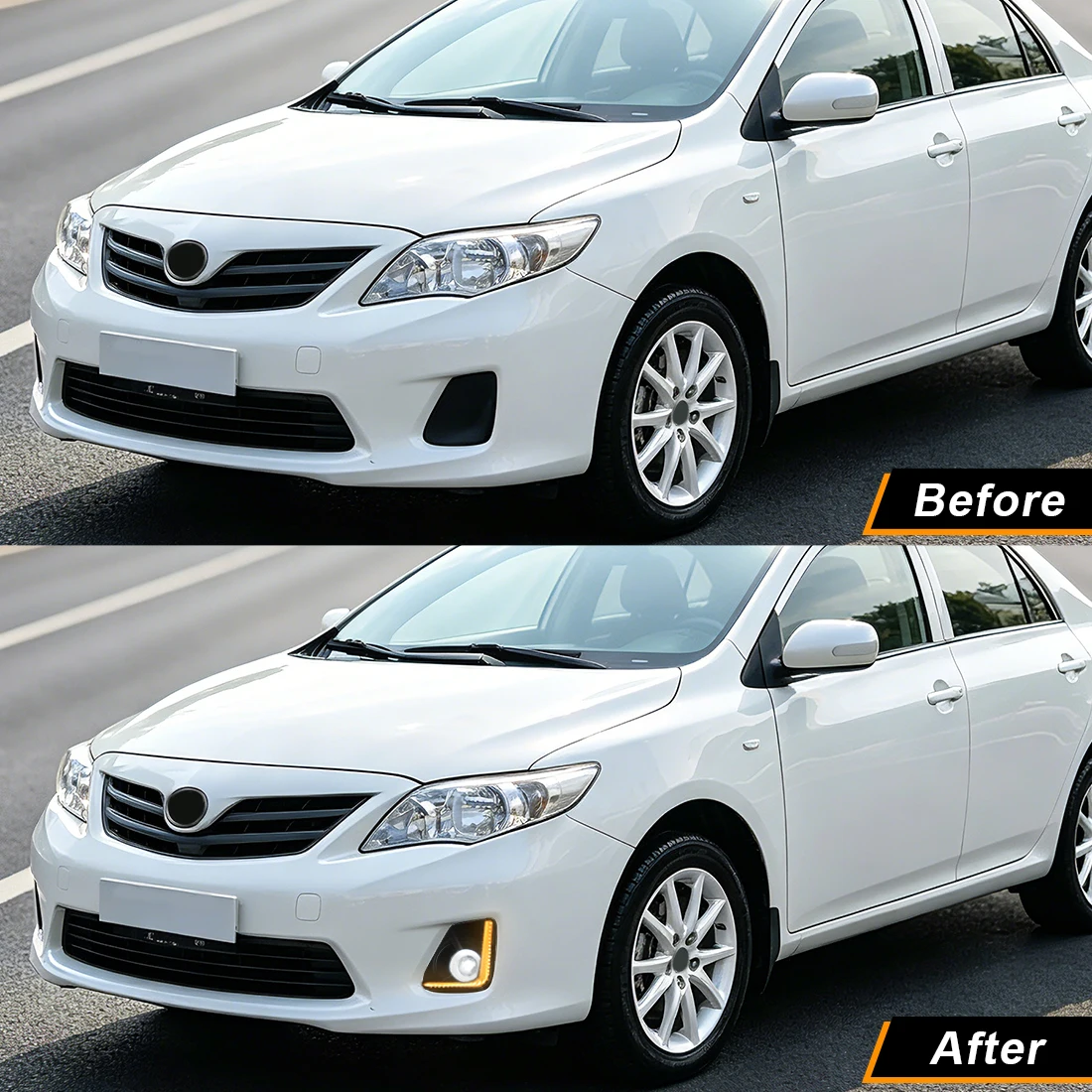 For Toyota Corolla 2011 2012 2013 Front Daytime Running Light Turn Signal LED DRL Fog Lamp Kit Fog Driving Lamp 3 Colors DRL 12V view 6