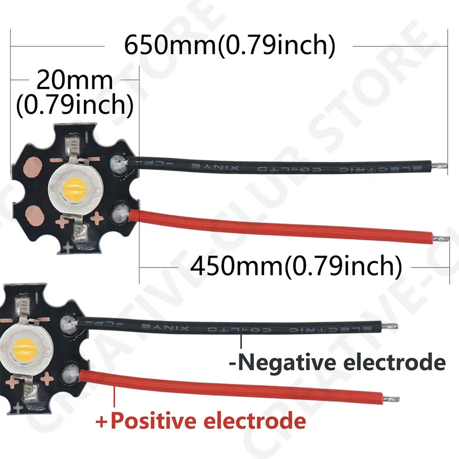 10 Stück 1 W 3 W 3 V 20 mm Hochleistungs-LED mit Drahtchip-Lampen, PCB mit WireSMD-COB-Dioden, 2000 K, 3000 K, 4000 K, 6500 K, Rot, Grün, Blau – Detail 4