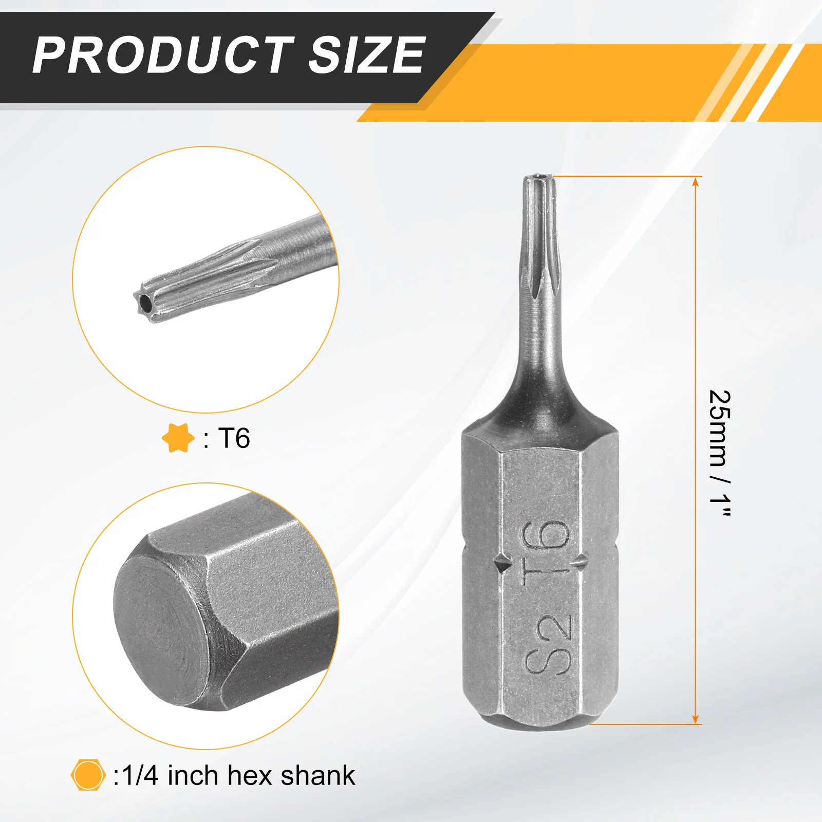 2/5/10 stuks T6 T8 T10 T15 T20 T25 T27 T30 T40 Torx schroevendraaierbits 1/4" zeskant schacht 25mm S2 sterkop zeskant beveiligde schroevendraaierbits