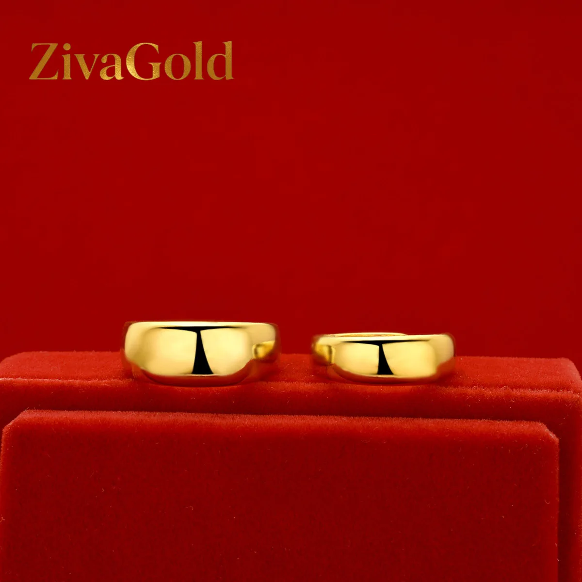 

ZivaGold Boutique Au999 men and women gold polished rings couple glossy rings live mouth solid 24k pure gold simple plain rin
