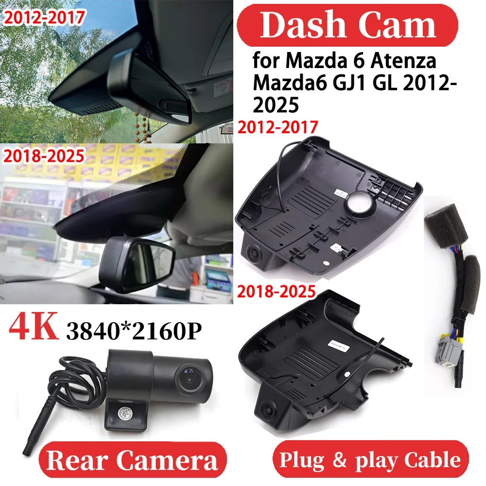 

ZJCGO for Mazda 6 Atenza Mazda6 GJ1 GL 2012-2025 Car 4K Video Recorder DVR Dash Cam Dashboard Camera Night Vision Plug and play