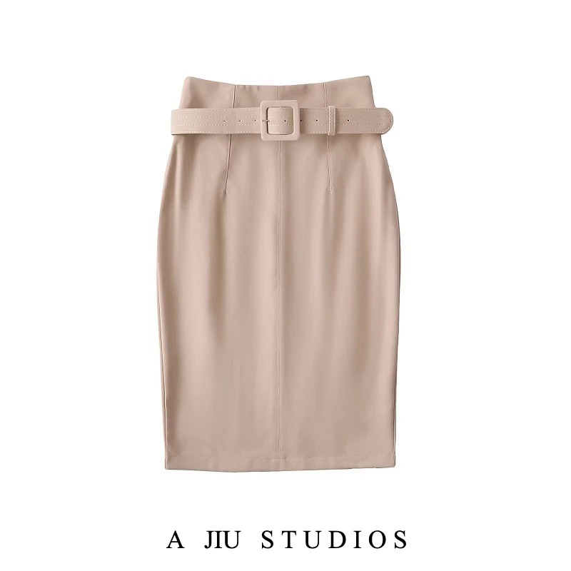 

Korean Sle Pure Desire Sexy OL High Waist Mid-Length Wrap around Skirt Women's Belted Slim Fit f-length Skirt