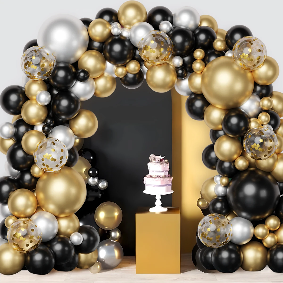 Black Gold Balloon Garland Arch Kit Confetti Latex Balloon Happy 30 40 50 Year Old Birthday Party Decoration 40th Anniversary