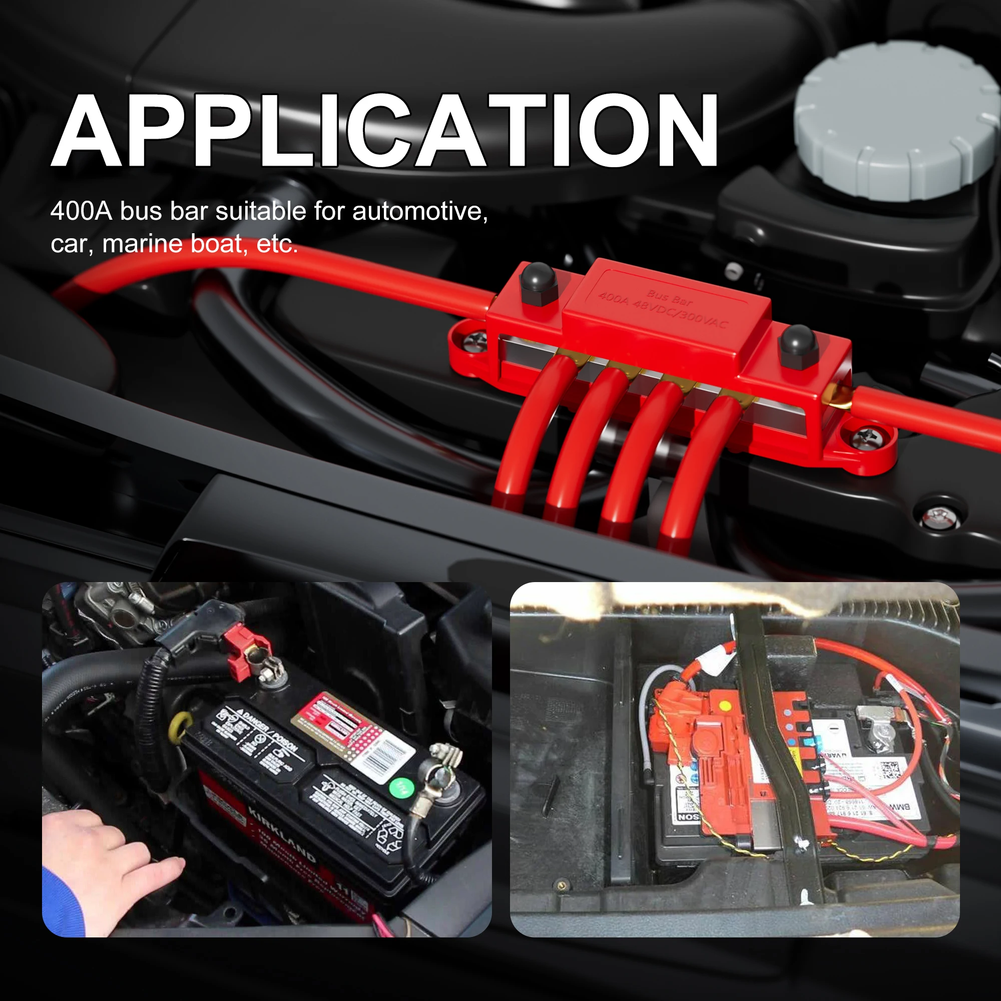 400A バスバー 12V 配電ブロック 6 x 5 16 インチ M8 端子スタッド 12 ボルトマリンバスバープラスおよびマイナスボート用 - 34