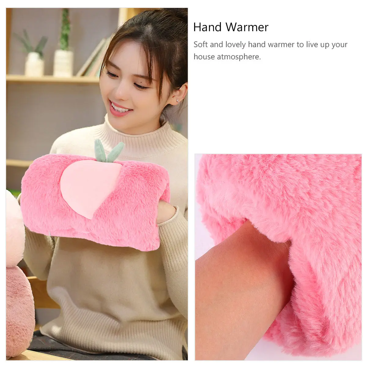 

Warm Hand Muffs for Women Winter Faux Fur Hand Warmer Rabbit Style Arm Warmer Peach Pattern Gift