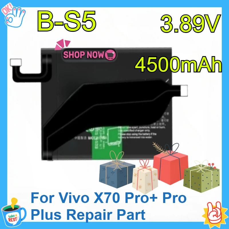 

For Vivo X70 Pro+ Pro Plus Repair Part High Capacity Phone Batteries New B-S5 4500mAh Mobile Phone Replacement Battery