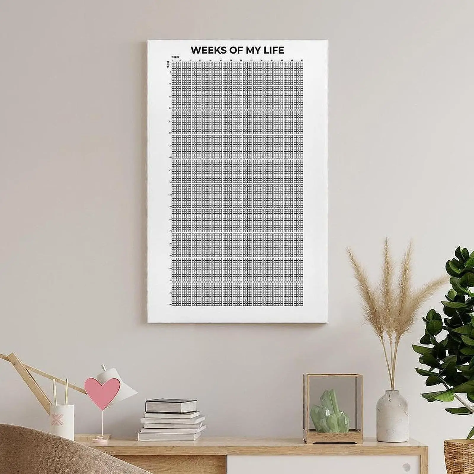 Weeks of My Life Calendar Wall Art Wall Calendar for Office Bedroom Office