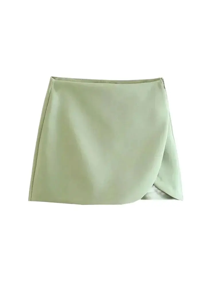 Women Fashion Pareo Style Shorts Skirts Vintage High Waist Side Zipper Female Skort Mujer image 4