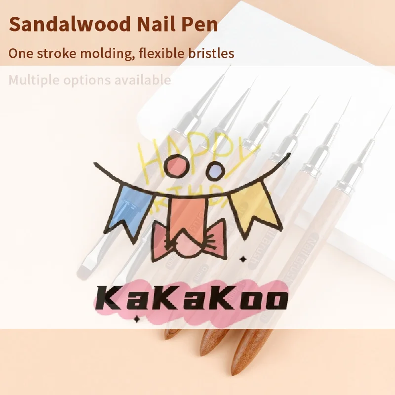 1 pièces/ensemble manche en bois Art Liner bricolage peinture pinceau dessin lignes rayure fleur peinture stylo Nail Liner brosse ensemble avec 5 taille