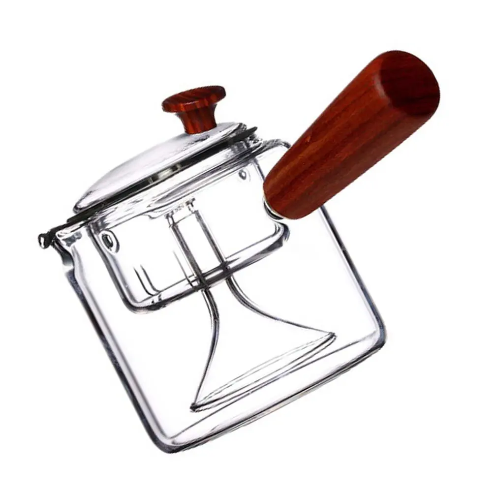 1Pcs Glass Tea Pot Made of High-Quality Heat-Resistant Glass and Natural Wood Fine Craftsmanship Comfortable Handle 410Ml Tea