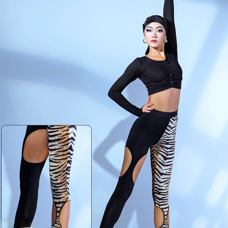 Women'S Latin Dance Costumes  Irregular Cutout Trousers Top Modern Dance Pants Ballroom Dance Competition Clothes  SL6174