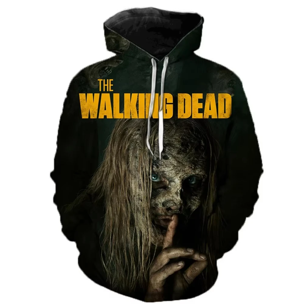 Horror TV Series The Walking Dead 3D Printed Men's Hoodie Harajuku Long Sleeves Outdoor Pullover Sweatshirt Kids Unisex Clothing