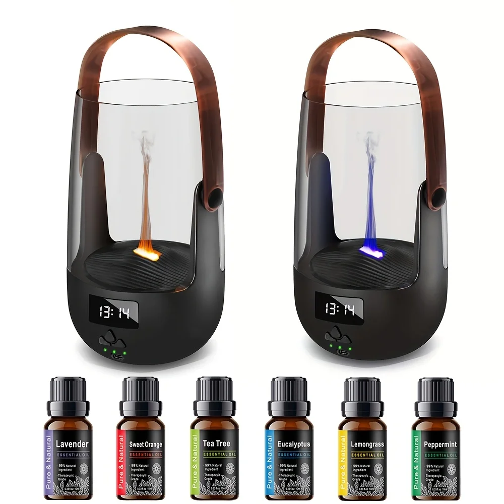 6.76oz เตาผิงไฟฟ้า Humidifier,เครื่องกระจายกลิ่นหอมติดทนนาน,เครื่องจ่ายกลิ่นเปลวไฟจําลอง,เครื่องทําความร้อนภายในบ้าน & Air Qu