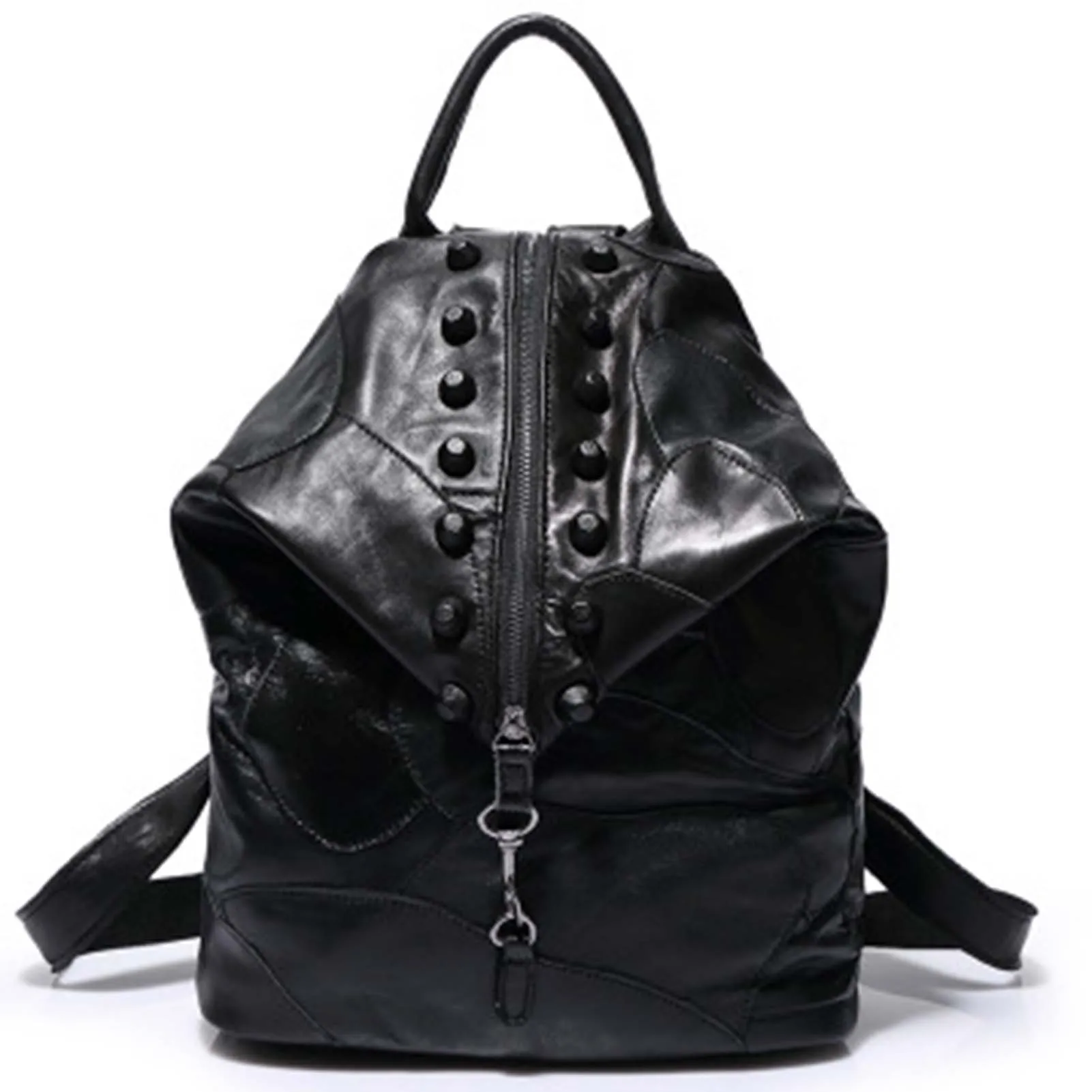 Cool Style Colorful Black Rivets Stitching Bag Waterproof Casual Portable Bag Backpack for Women Girls