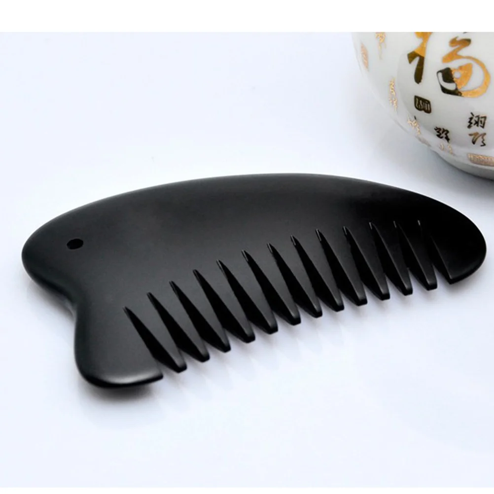 

2pcs Natural Stone Comb Black Smooth Edges Massage Hair Comb For Women Portable Scalp Care Tool Travel Home Use