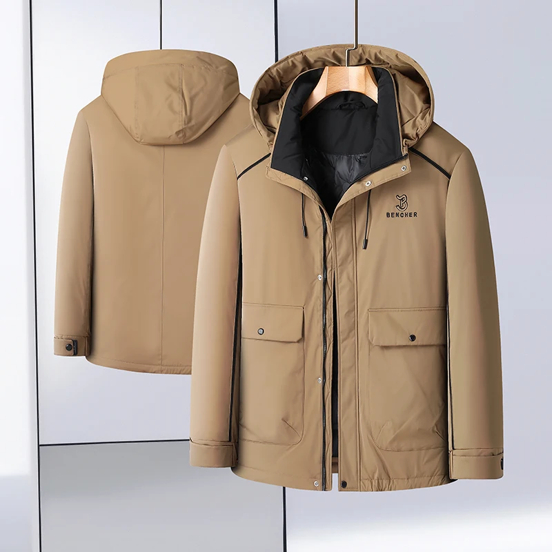 Chaquetas de plumón de pato blancas cálidas para hombre, abrigos de plumas gruesas de gran tamaño, ropa de abrigo informal, Parkas a prueba de