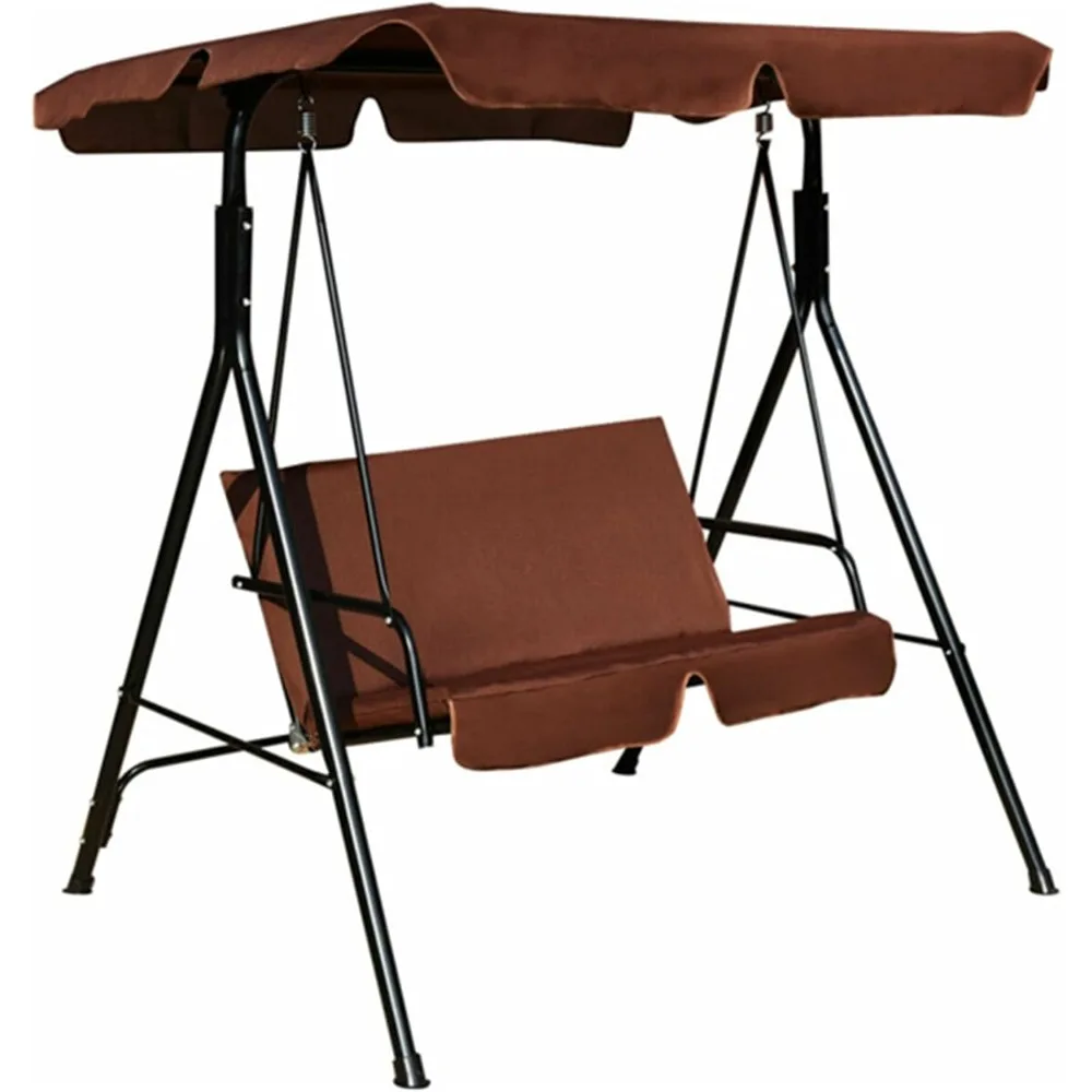 

Two Seater Patio Swing Chair with Sunshade Garden Patio Lounge Chair Backrest Chair Comfortable Long Sitting Brown