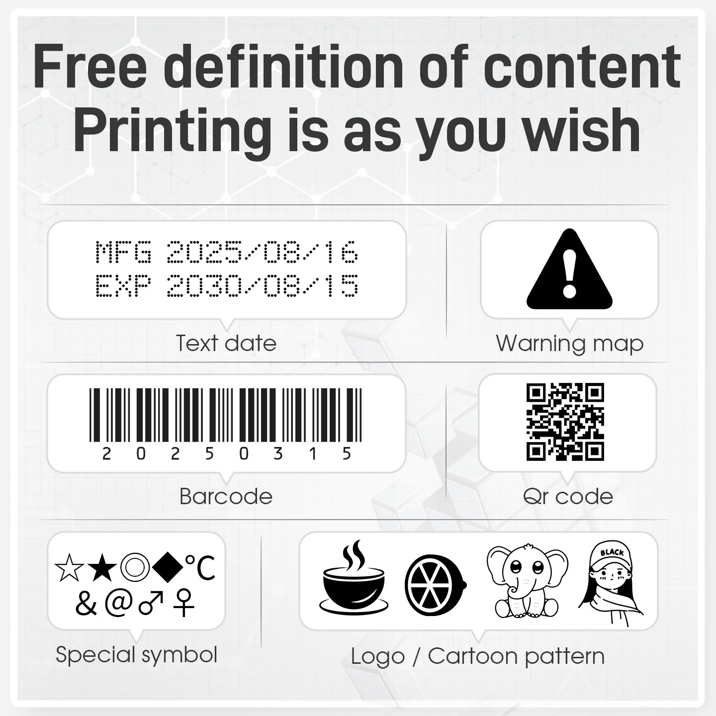 High-definition inkjet printer for printing production date QR codes and barcode inkjet guns