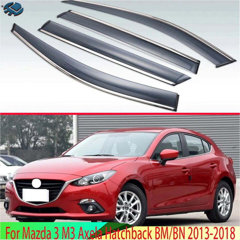 

For Mazda 3 M3 Axela Hatchback BM/BN 2013-2018 Plastic Exterior Visor Vent Shades Window Sun Rain Guard Deflector 2015 2016