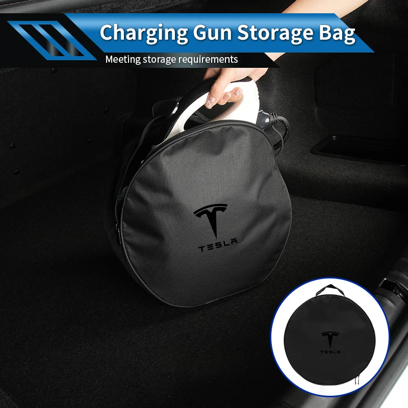 

EV Car Valve Charging Cable Storage Box Electric Vehicle Charger Cables Carry Bag For Tesla Model 3 Y S X 2021 Roadster