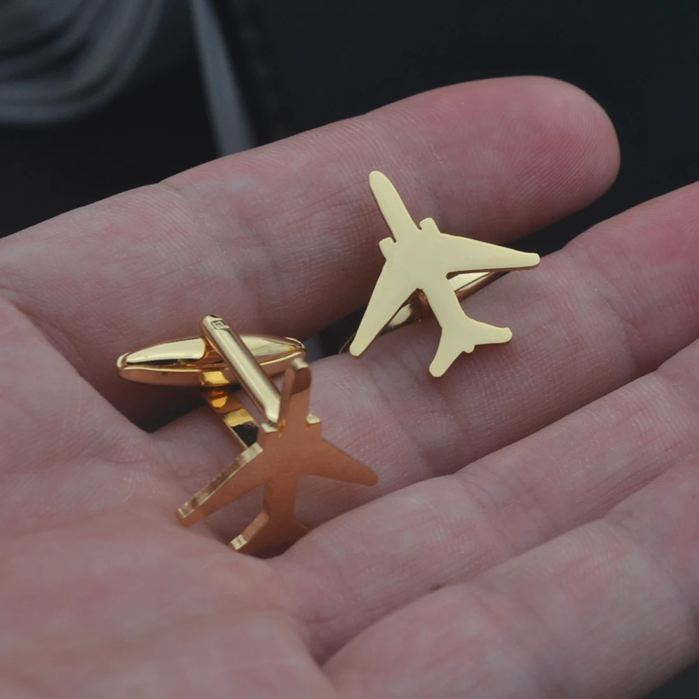 Small Aircraft Cufflinks Made of Stainless Steel, Exclusive Gift for Captain Aircraft Enthusiasts, Wedding Gift Father Gift