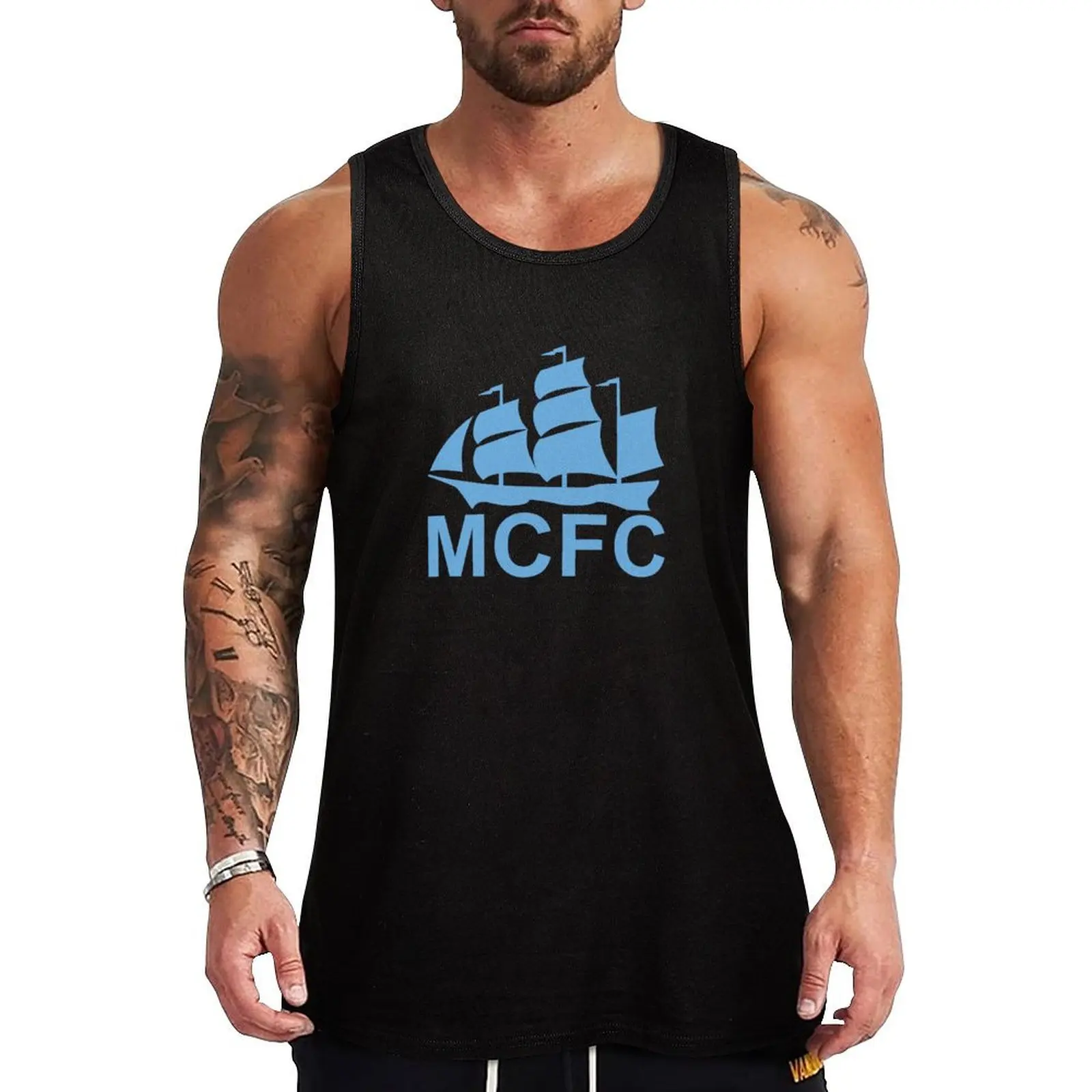

MCFC Light Blue Tank Top t-shirt Men's gym shirts t-shirts for men Top summer
