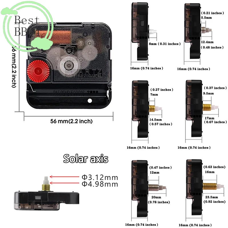 BBQ4 1Pc DIY Clock Mechanism SUN 12888 Clock Accessory Silent Step Quartz Movement 8 /12.4/14.5/17 /20 /23 MM Precision Shaft