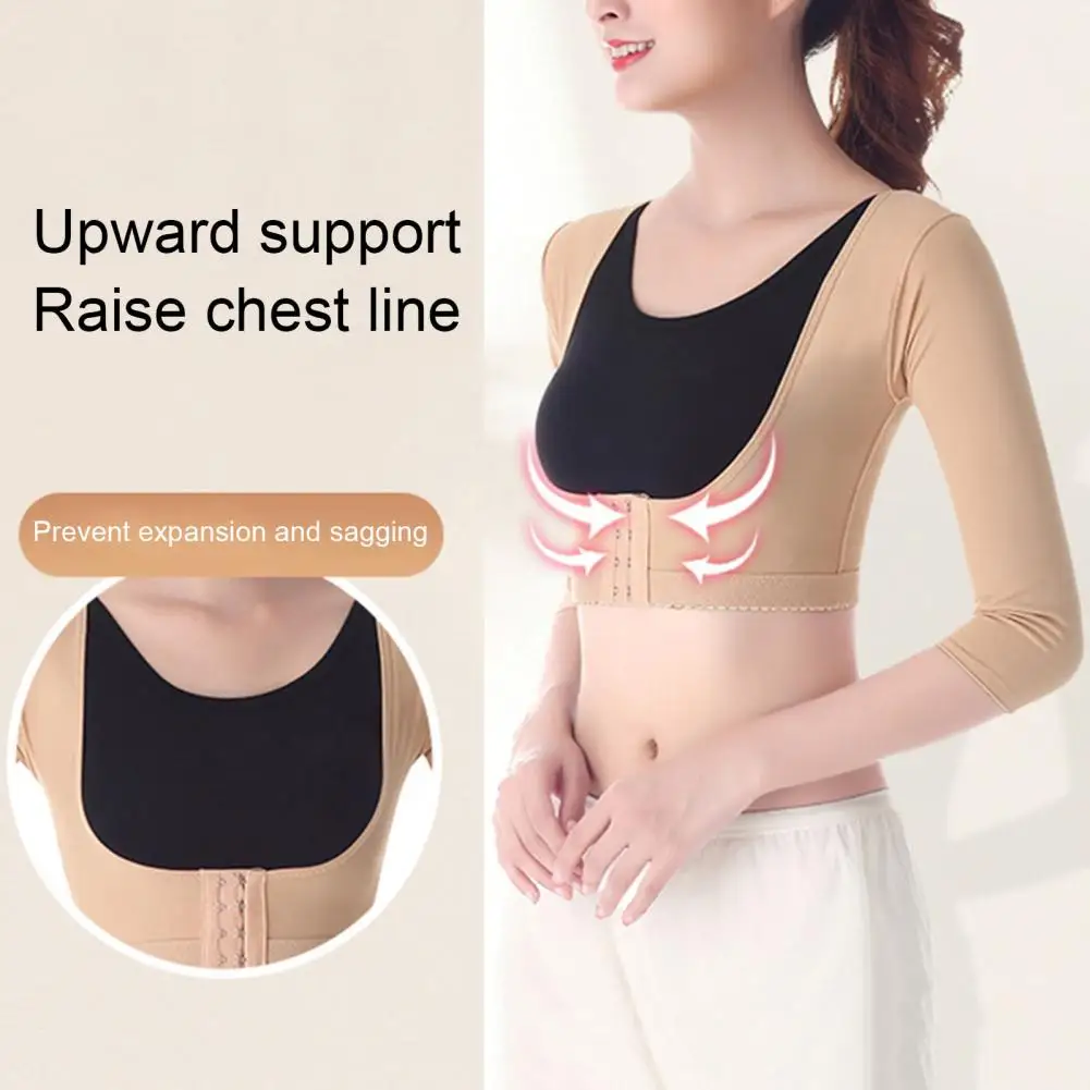 Back Support Alignment Top Arm Underwear Tops for Women Posture Shaperwear with Bust Push Up Body Shaper Short Sleeve