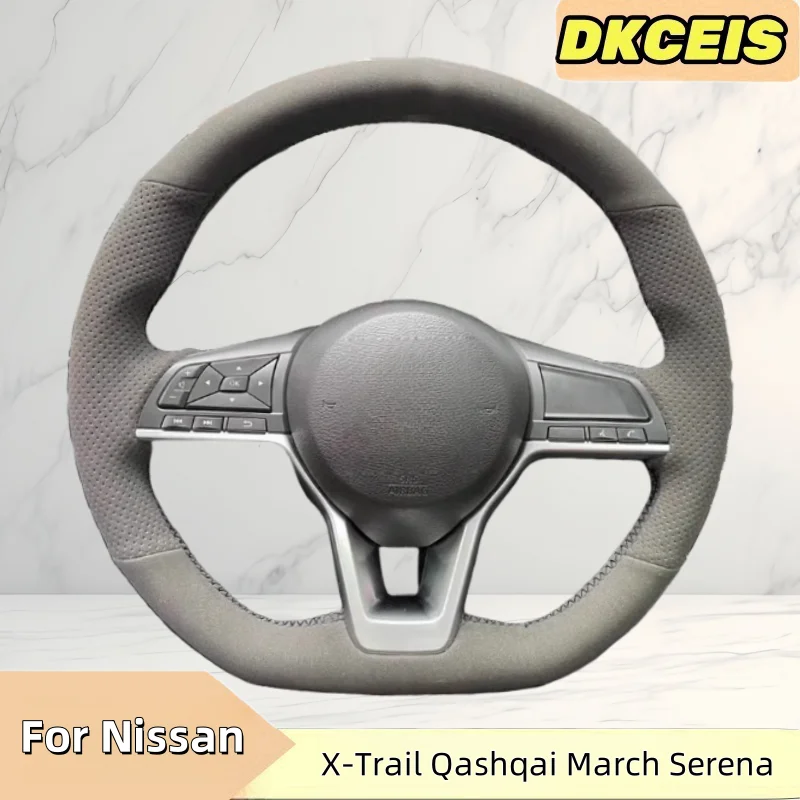 

Car Steering Wheel Cover Suede Leather For Nissan X-Trail Qashqai March Serena Micra Kicks 2017 Steering Wheel Braiding Cover
