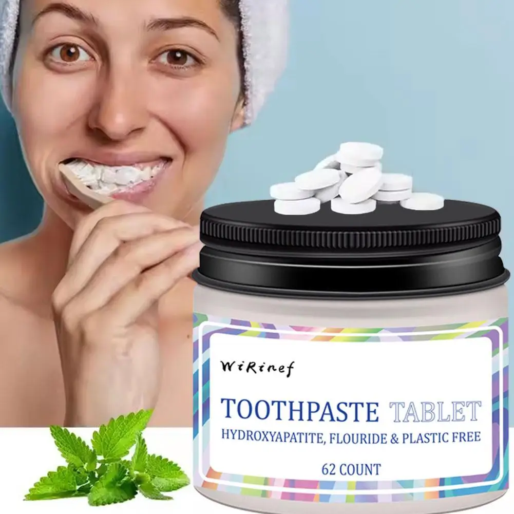 Toothpaste Tablets 62Pcs/Jar Nano Hydroxyapatite Toothpaste Free Friendly Fluoride Natural Care Whitening Dental Tabs Trave W5E7