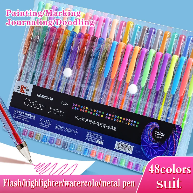 

Colored Glitter Pastel Highlighter Set 1.0mm Gel Pens Handbook Writing Marking Painting Pens School Office Stationery Supplies