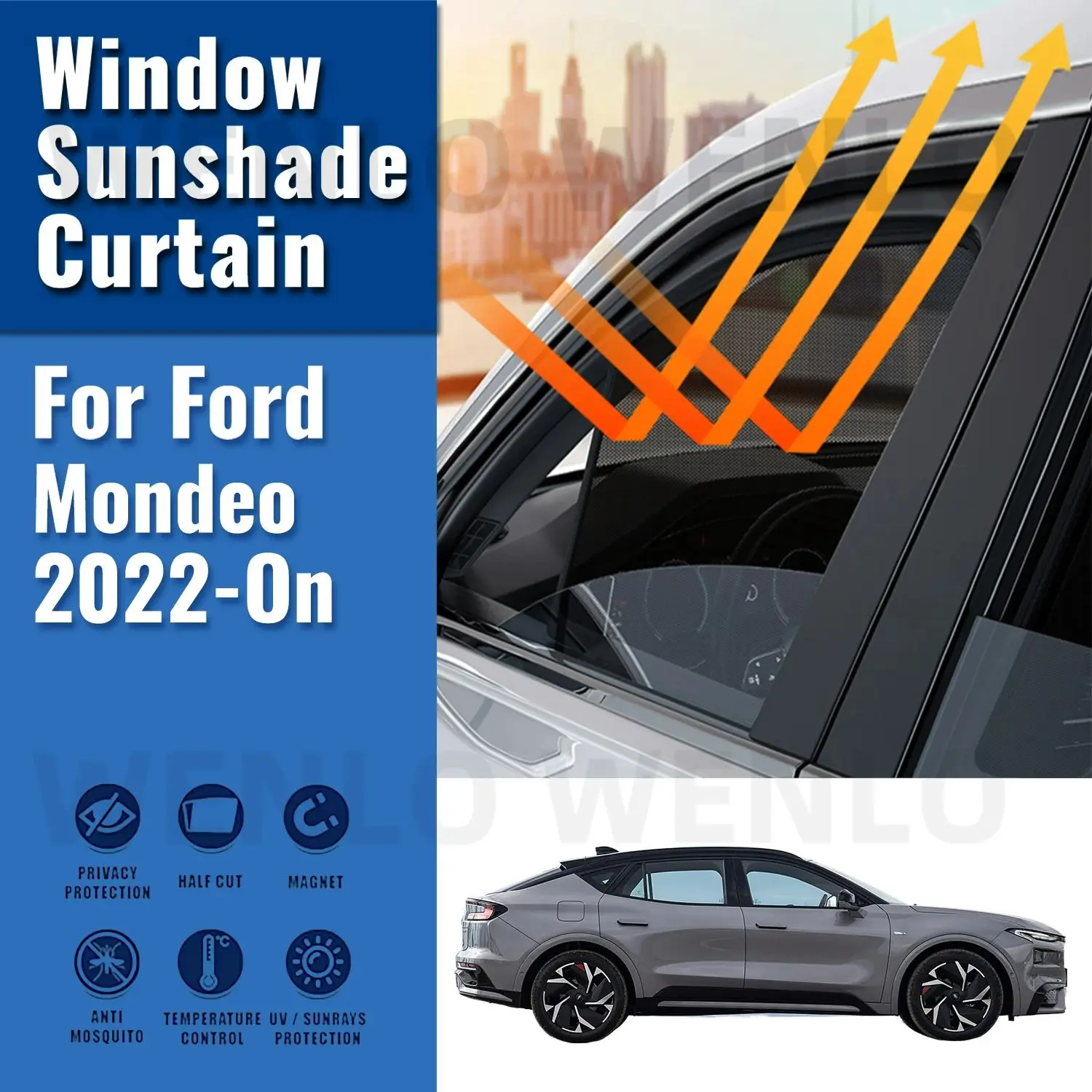 

For Ford Mondeo 2022 2023 2024 Car Sun Visor Accessories Window Windshield Cover Sunshade Curtain Mesh Shade Blind Custom