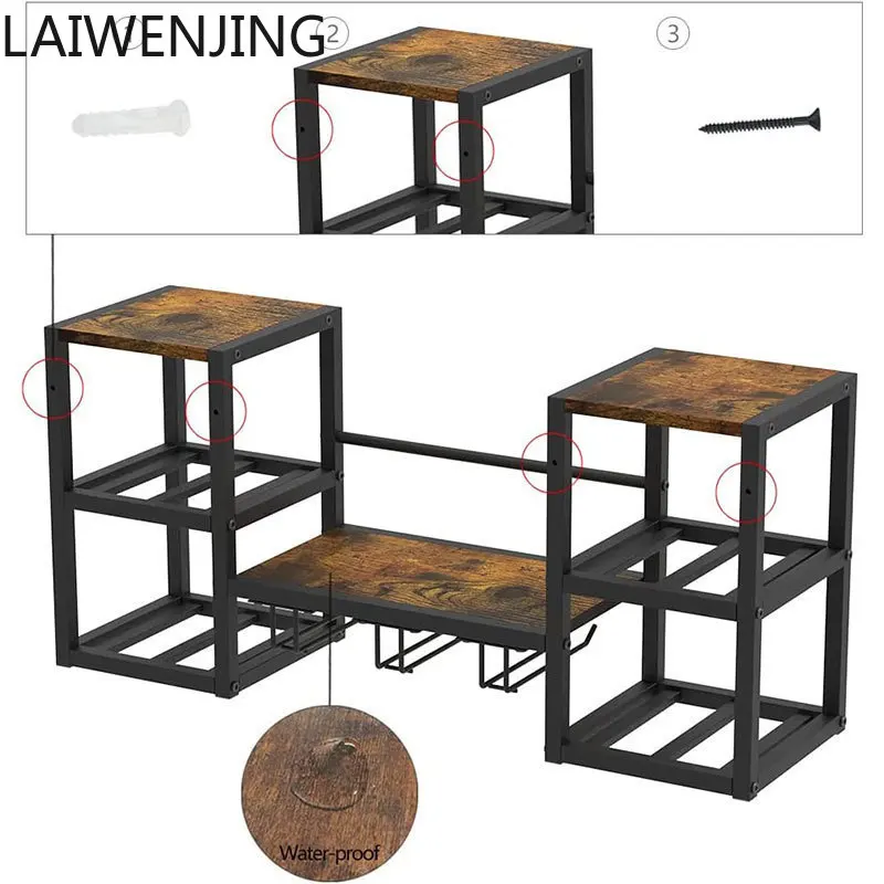 HLZ Simple Wall-Mounted Wine Bottle Rack Multifunctional Home Bar Restaurant Kitchen Hanging Highball Glass Rack