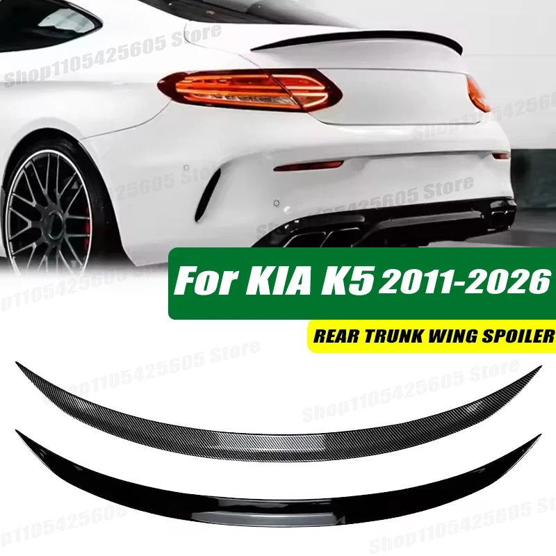 120cm 5D Carbon Look Rear Boot Trunk Spoiler Lip Stick-On Decorative Rear Wing For KIA K5 2011-2026 Car Accessories