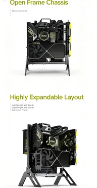 Open Frame Full Aluminum Gaming Chassis DIY Custom Water Cooling ATX Mainboard Desktop PC Case