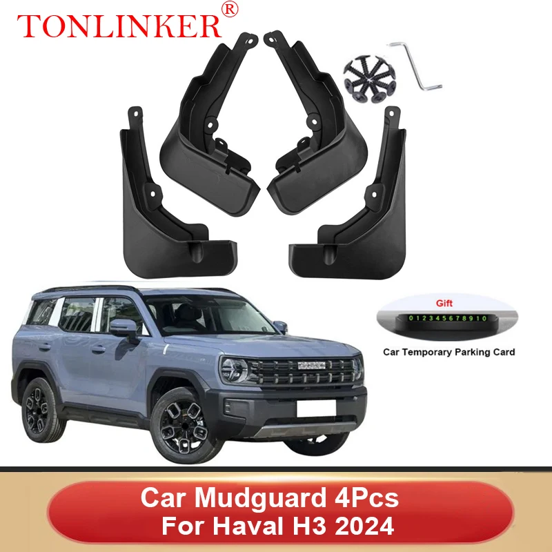 Tonlinker 4 Pcs Car Mudguard For GWM Haval H3 1st Generation SUV 2024Front Rear Mud Flaps Mudguards Splash Guards Fender Mudflap