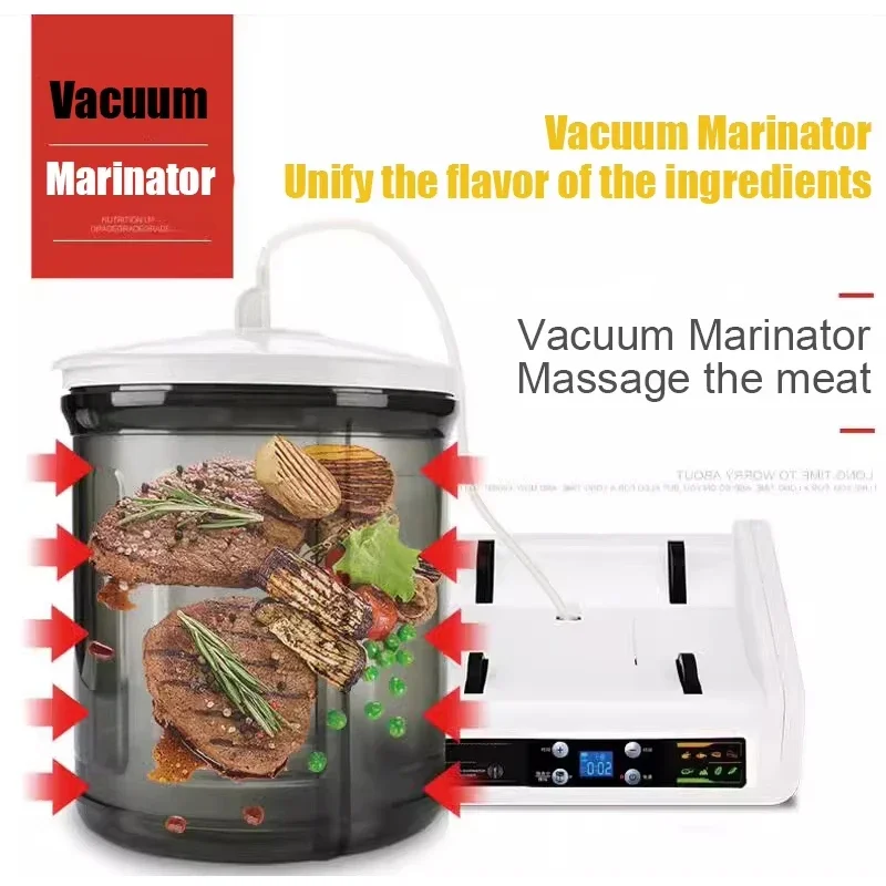 7L Household Automatic Electric Vacuum Food Marinator Tumbling Machine LCD Inteliigent Hamburger Pickling Machine For Shop