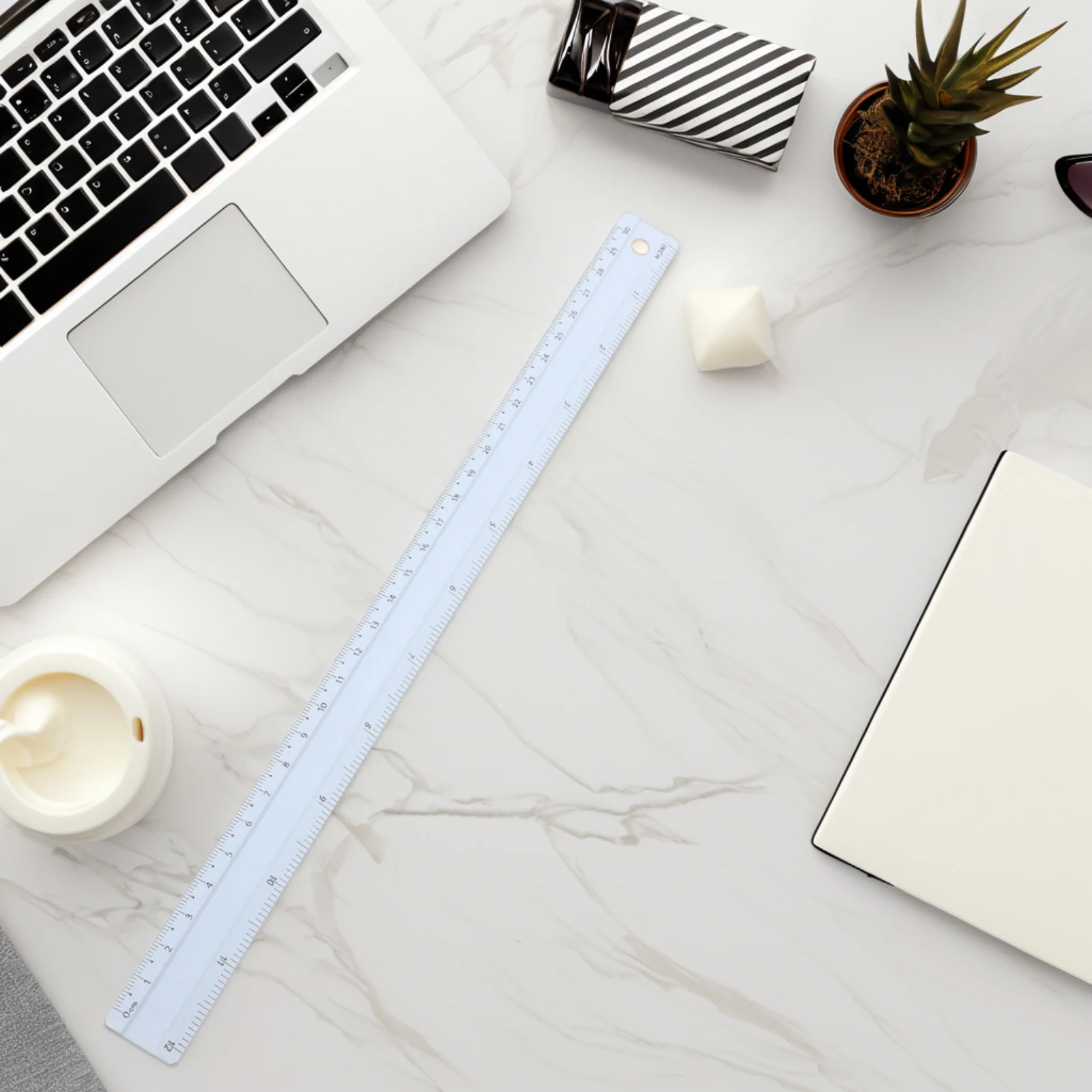 

30Cm Precision Aluminum Alloy Straight For Measuring Drawing Metric Inch Scales Sturdy Metal Ruler Multiuse Office School