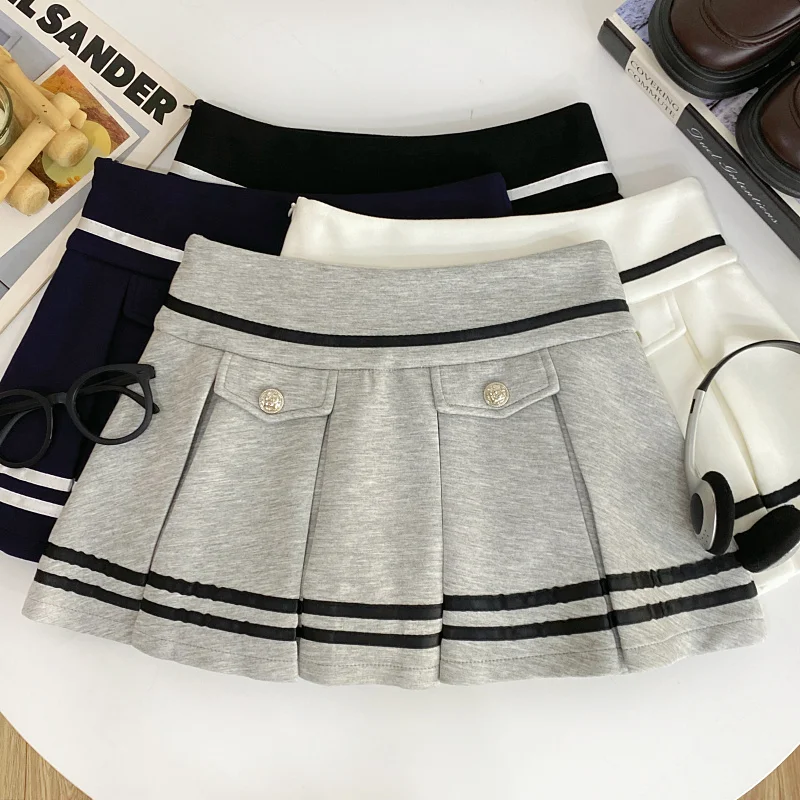 

Корейская женская юбка макси в клетку с высокой талией, модная повседневная плиссированная юбка для весны и лета