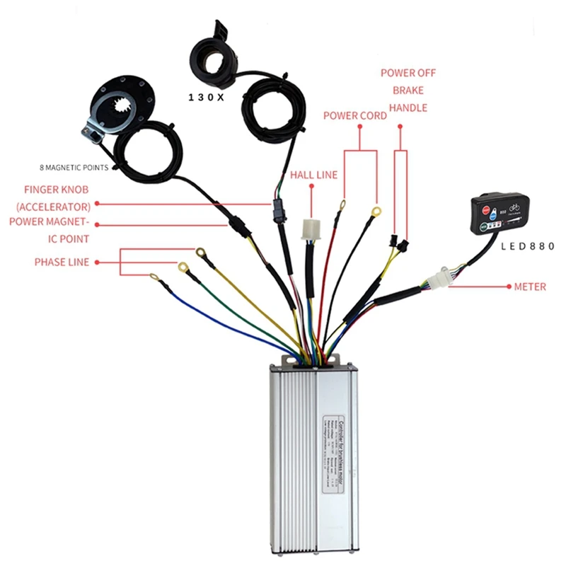 36V/48V 1500W 35A Electric Bicycle Sine Wave Controller KT LED880 Display&Thumb Throttle And Sensor SM Accessories