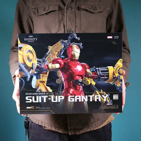 ZD MK6 MK4 Toy Iron Man WITH SUIT-UP GANTRY LED Circular Armor Dismantling Platform  Anime Tony Stark Model Action Figure Gifts