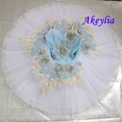 Akeylia spandex Blue white TUTU Classical Group Dance performance Costume Ballet Tutu purple adult pancake ballet 7 layer 20103