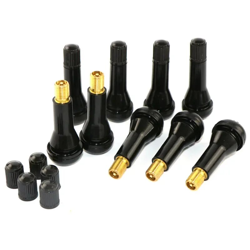 100PCs/set Black TR414 Tubeless Car Wheel Tire Valve Stems with Caps Tyre Rubber Valves With Dust Caps