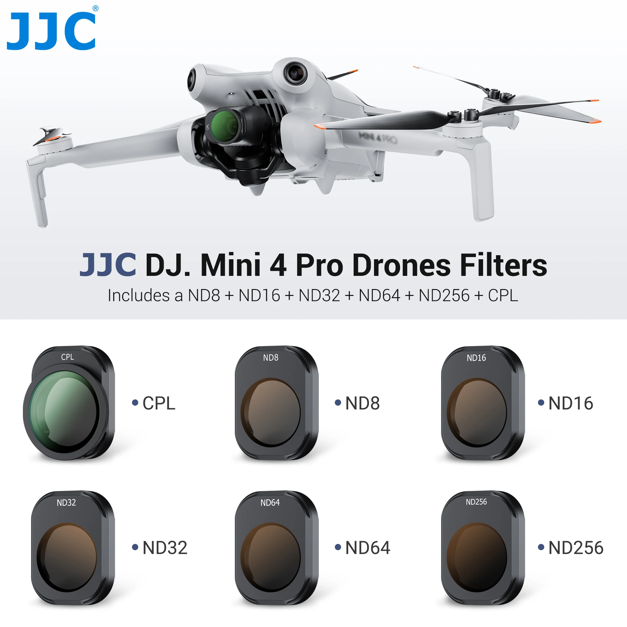 JJC Lens Filter for DJI Mini 4 Pro Optical Glass Lens CPL ND8/16/32/64/128/256/512 Filter Set Accessories