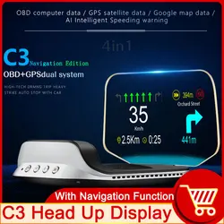 HD OBD HUD C3 Plus OBD2 HUD Auto Navigation Projector GPS EOBD Speedometer Head Up Display Car Accessories On-board Computer