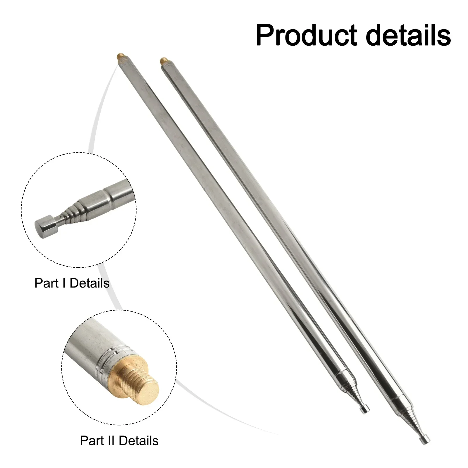 

2Pcs 5.6M 201 Stainless Steel Whip Antenna Pull Rod For HF Radio Positive V