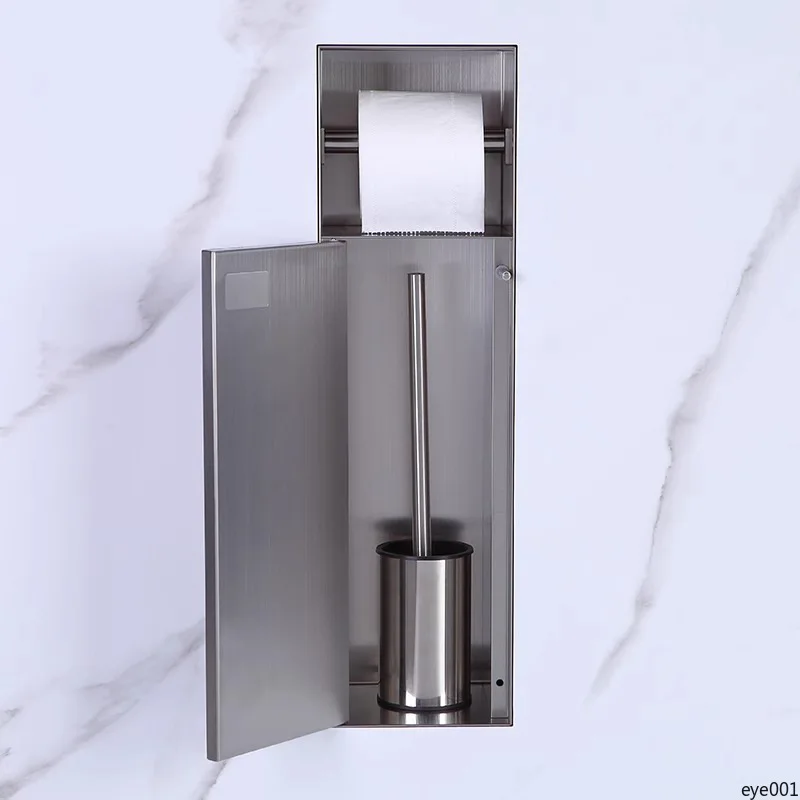 304 Stainless Steel Bathroom Embedded Niche - Hidden Trash Can & Concealed Tissue Box Cabinet