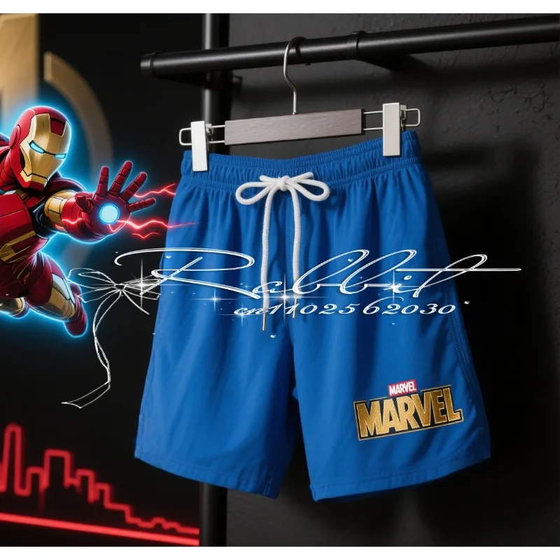 2025 صيف جديد مارفل خارقة الرجل الحديدي يحبك ثلاث آلاف مرة ثلاثية الأبعاد مطبوعة الكبار الوالدين والطفل السراويل الرياضية شورتات للبحر